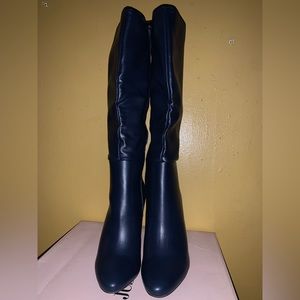 Navy heeled boots (never worn)